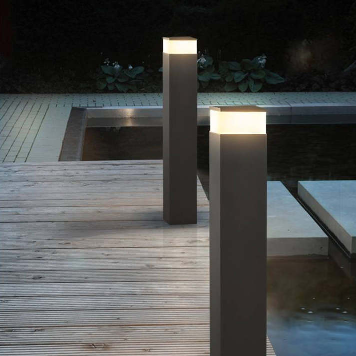 Rechthoekige LED Buitenlamp Zwart van Metaal voor Tuin en Patio-3